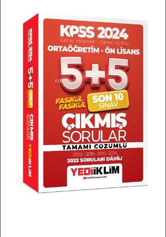 KPSS 2024 Genel Yetenek Genel Kültür Ortaöğretim - Ön Lisans Fasikül Fasikül Son 10 Sınav Çıkmış Sorular Tamamı Çözümlü